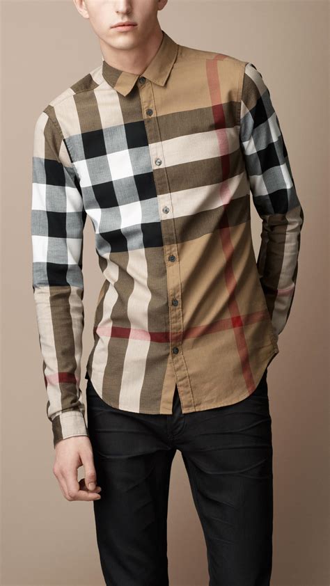 fake mens burberry button up|Burberry check shirt men's.